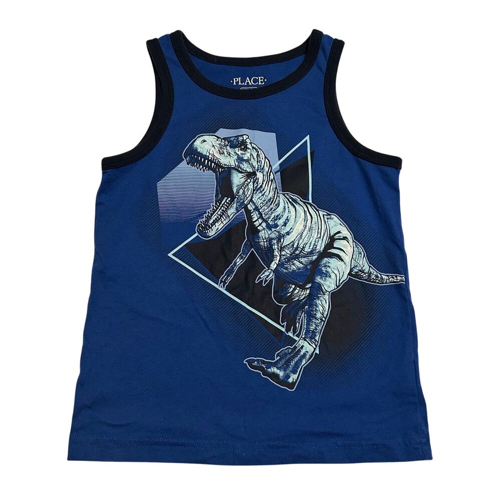 Children’s Place T-Rex Graphic Tank Top Boys Size Small 5-6 Blue